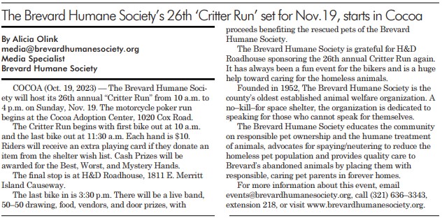 Brevard Business News – Critter Run
