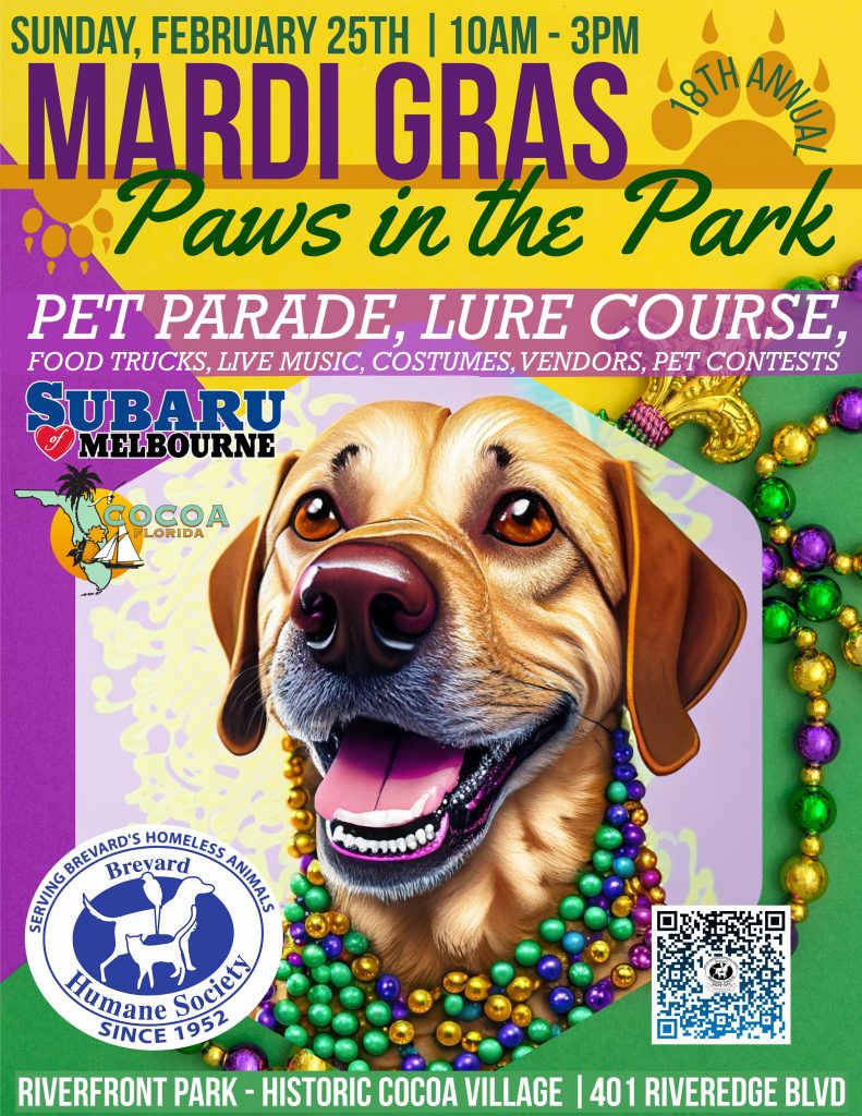 Mardi Gras Paws in the Park Cocoa Village Brevard Humane Society